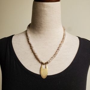 Marlyn Schiff Cream Pendant Necklace with Delicate Bead Chain